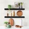 Sorbus Wood Floating Shelves for Wall - 24” Solid Wood Wall Shelves for Bathroom Decor, Books, Bedroom & Living Room - Set of 2 Black Wall Mounted Kitchen Shelves - Durable 100% Premium Solid Pine